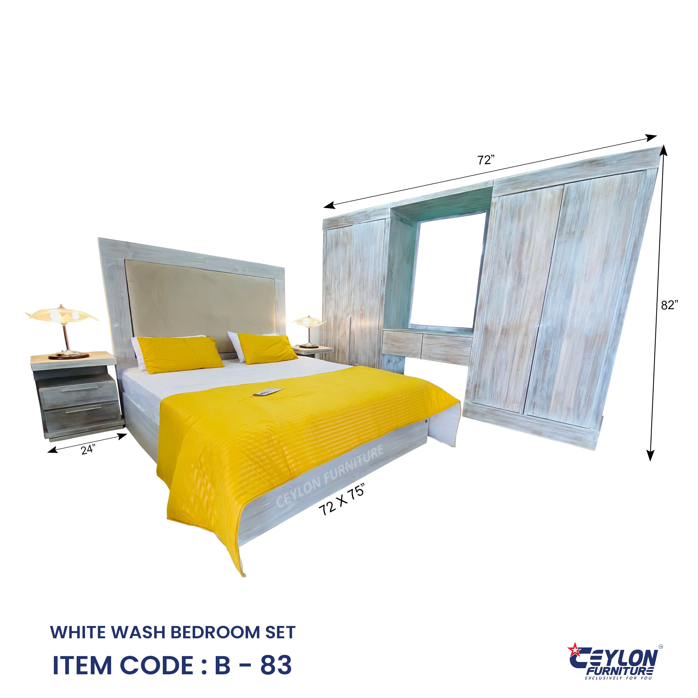 WHITE WASH BEDROOM SET