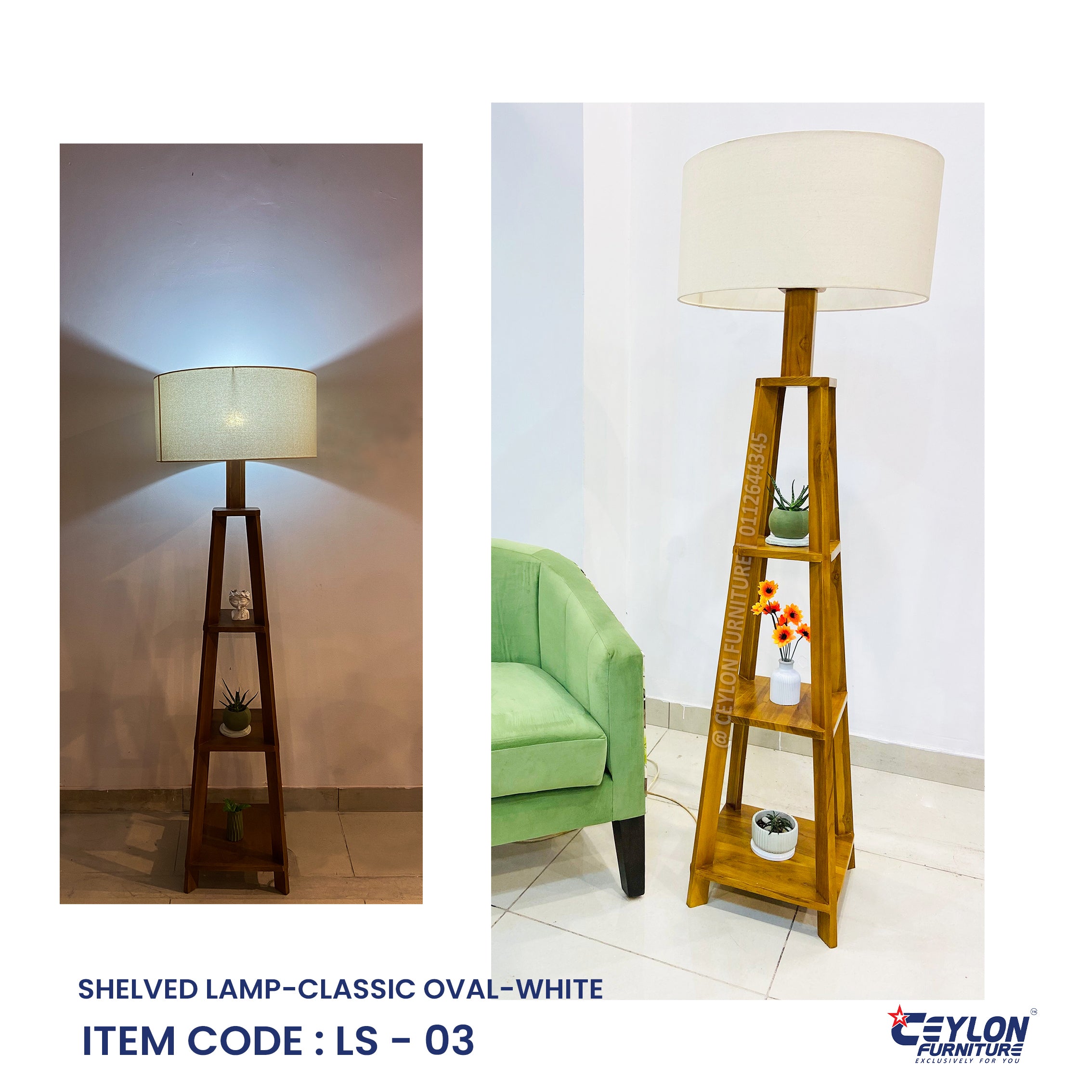 SHELVED LAMP-CLASSIC OVAL-WHITE