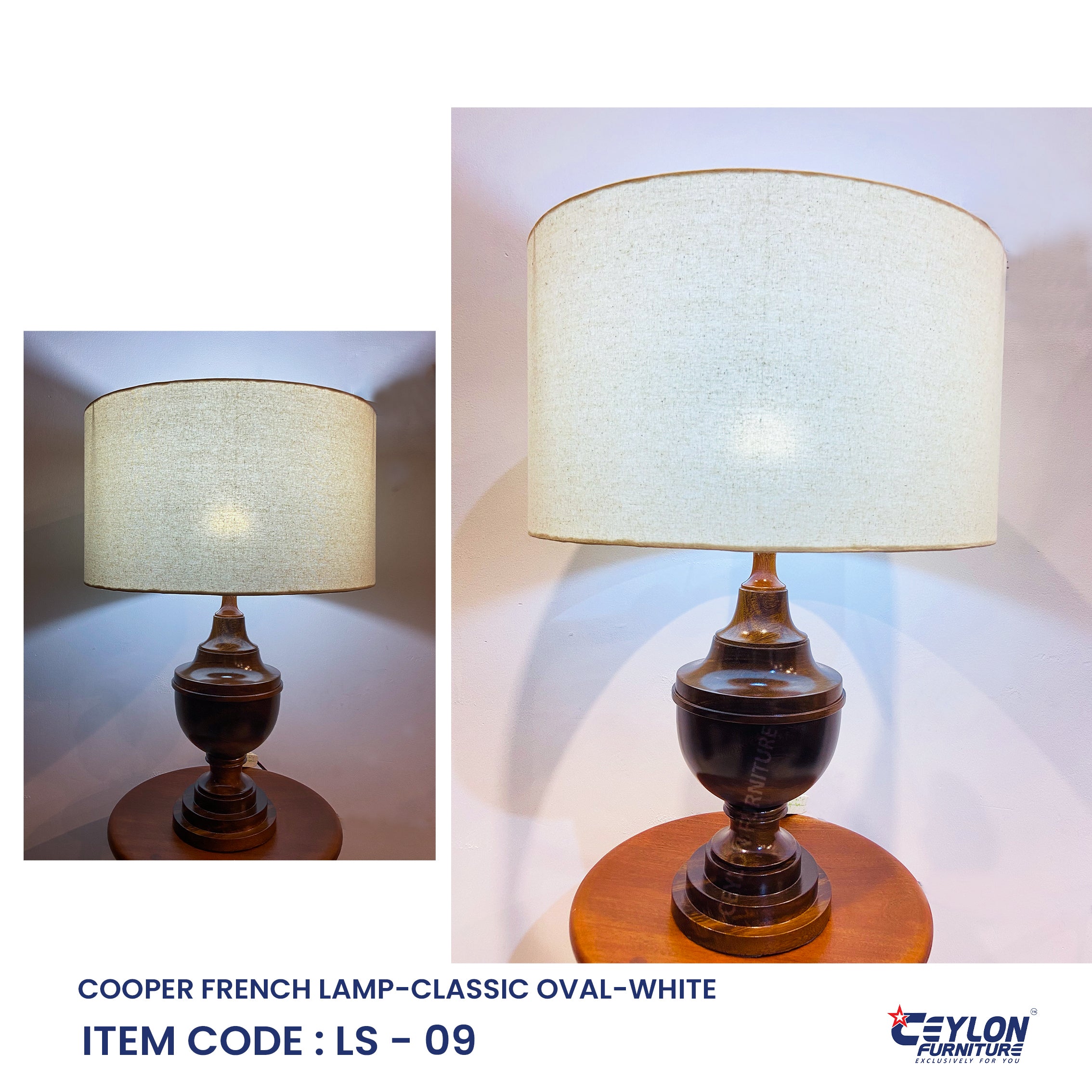 COOPER FRENCH LAMP-CLASSIC OVAL-WHITE
