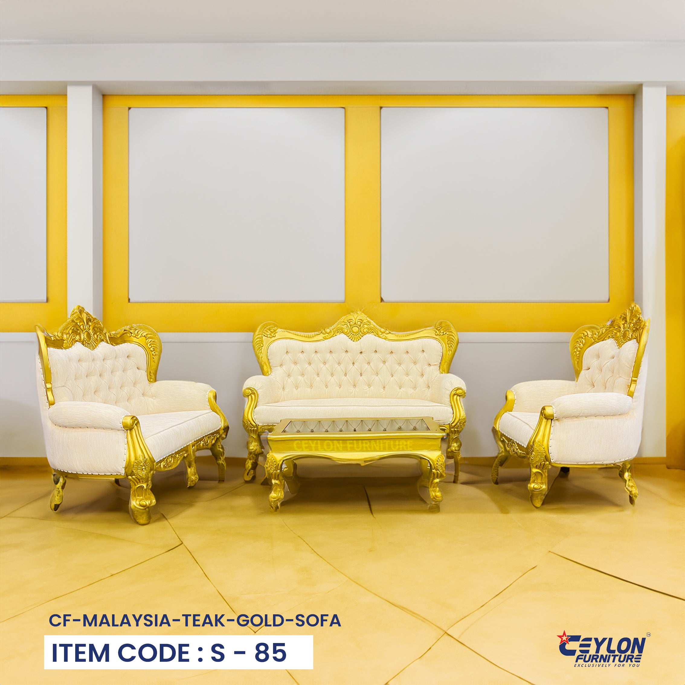 CF Malaysia Teak Gold Sofa