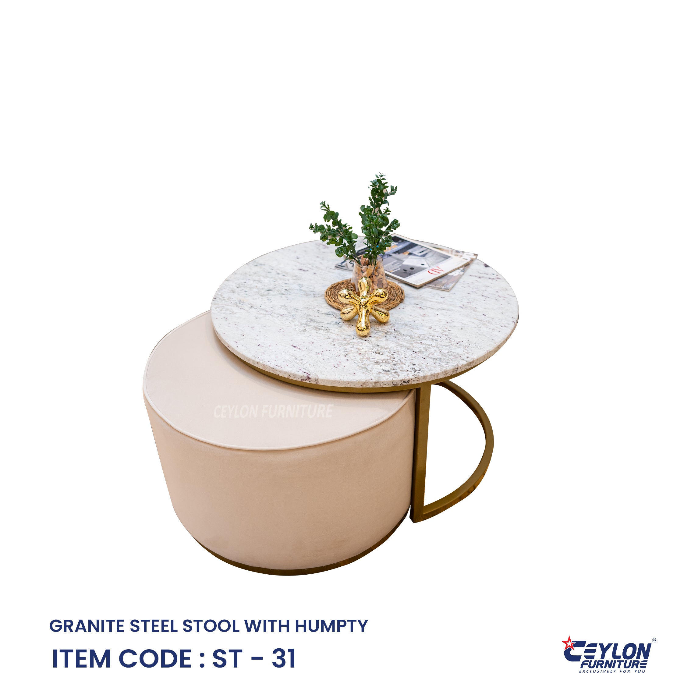 GRANITE STEEL STOOL WITH HUMPTY