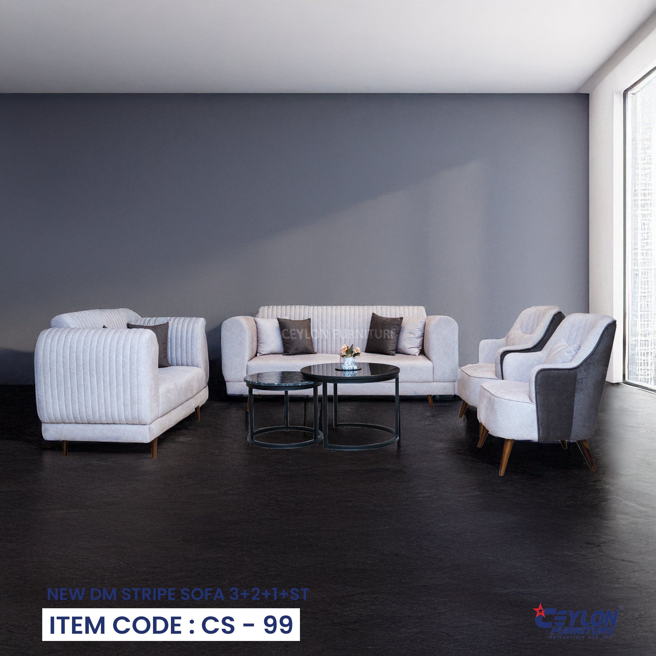 NEW DM STRIPE SOFA 3+2+1+ST