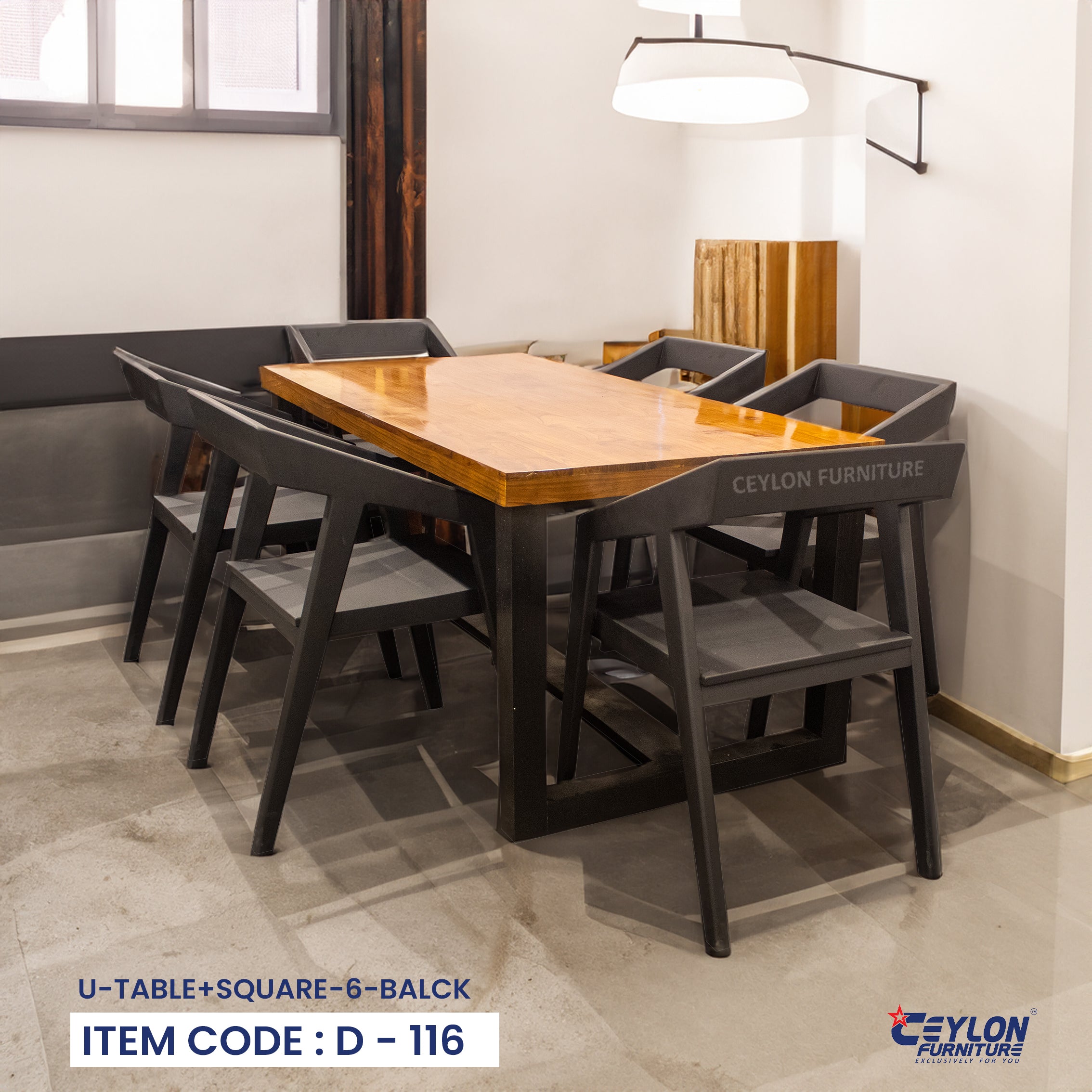 U-TABLE+SQUARE-6-BALCK