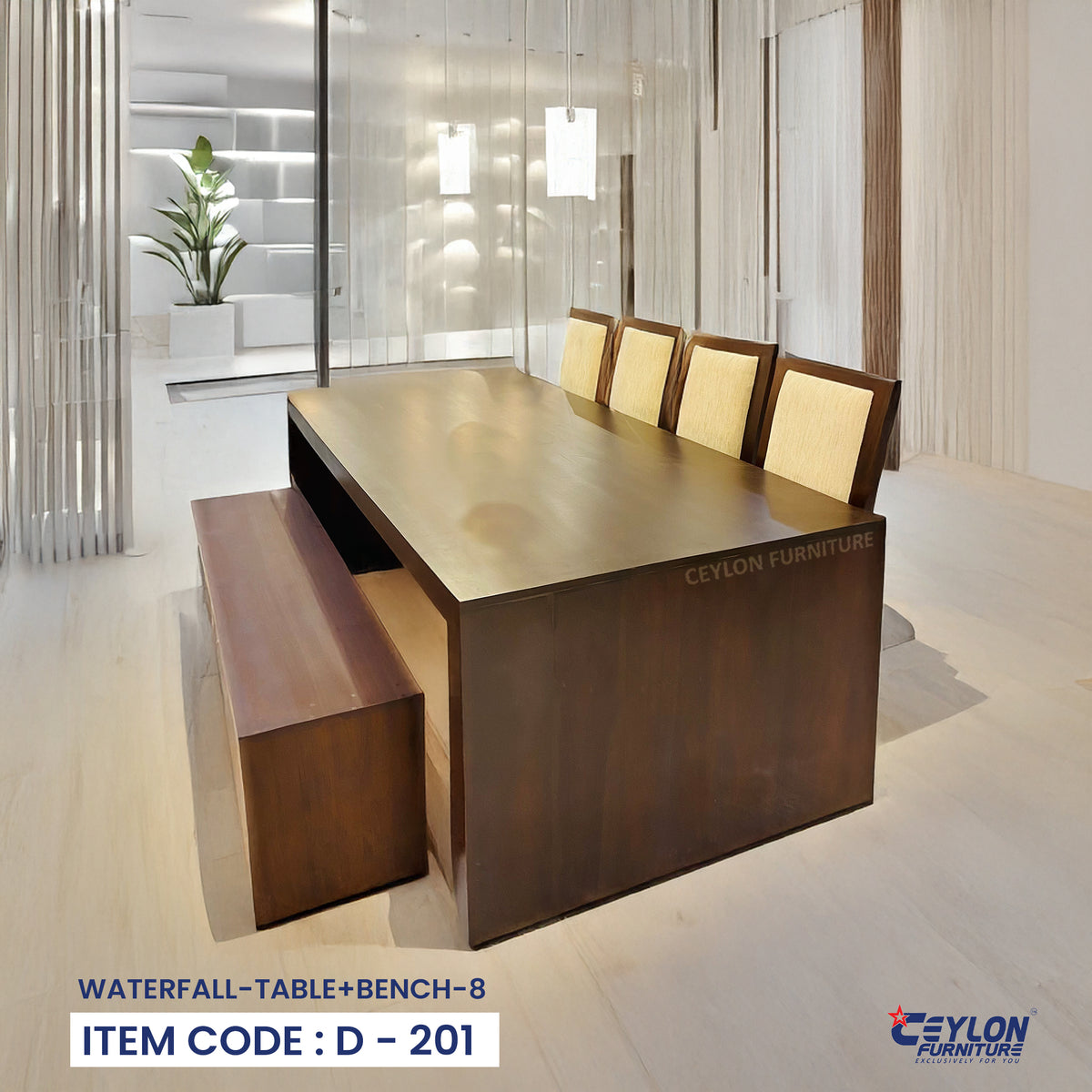 WATERFALL-TABLE+BENCH-8 – Ceylon Furniture