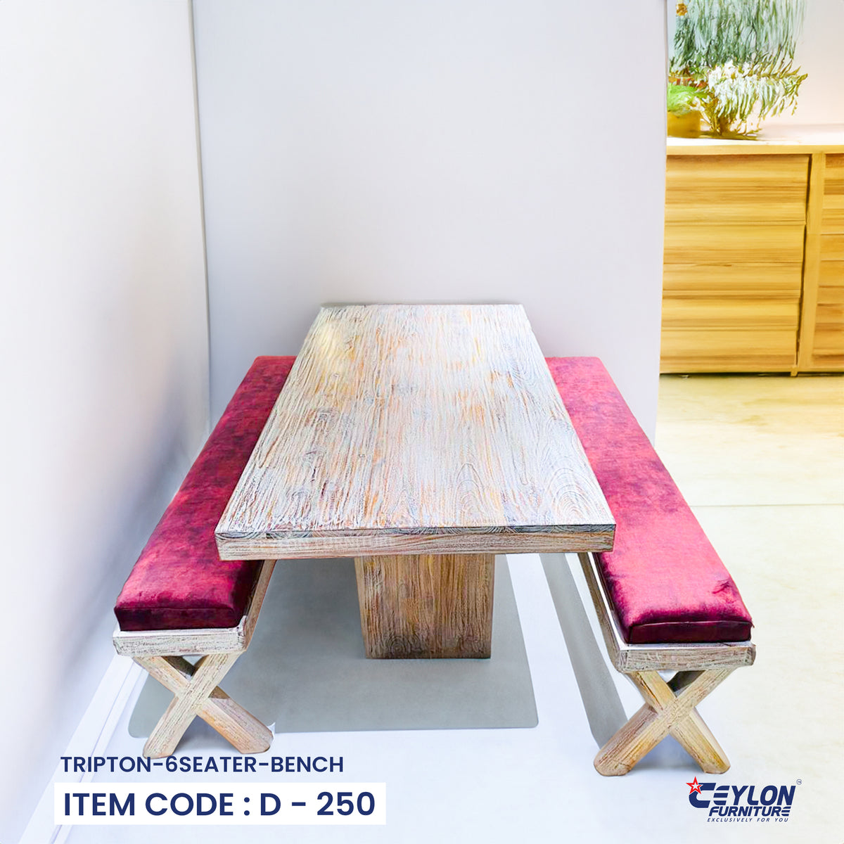 TRIPTON-6SEATER-BENCH – Ceylon Furniture