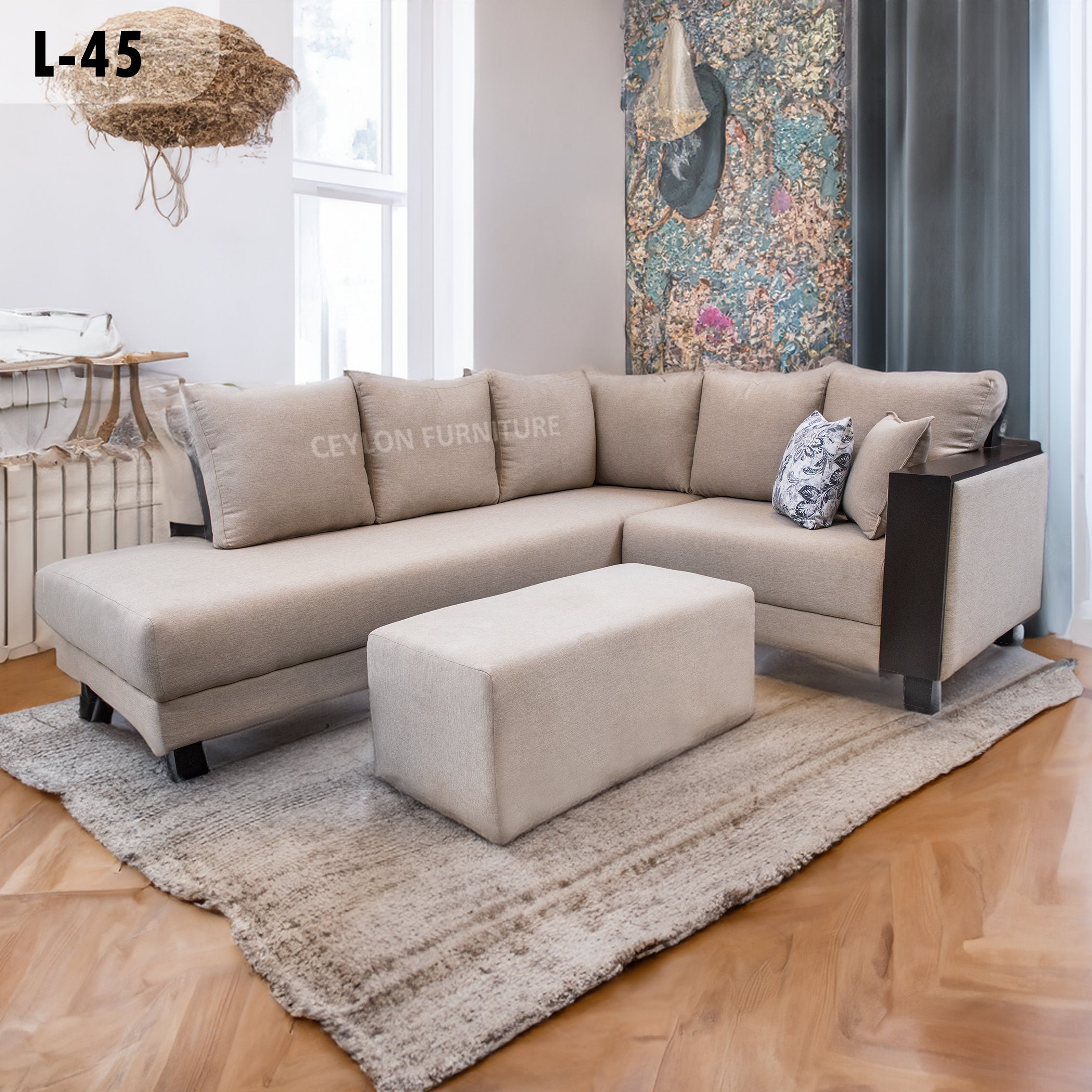 Wood Frame L-Sofa