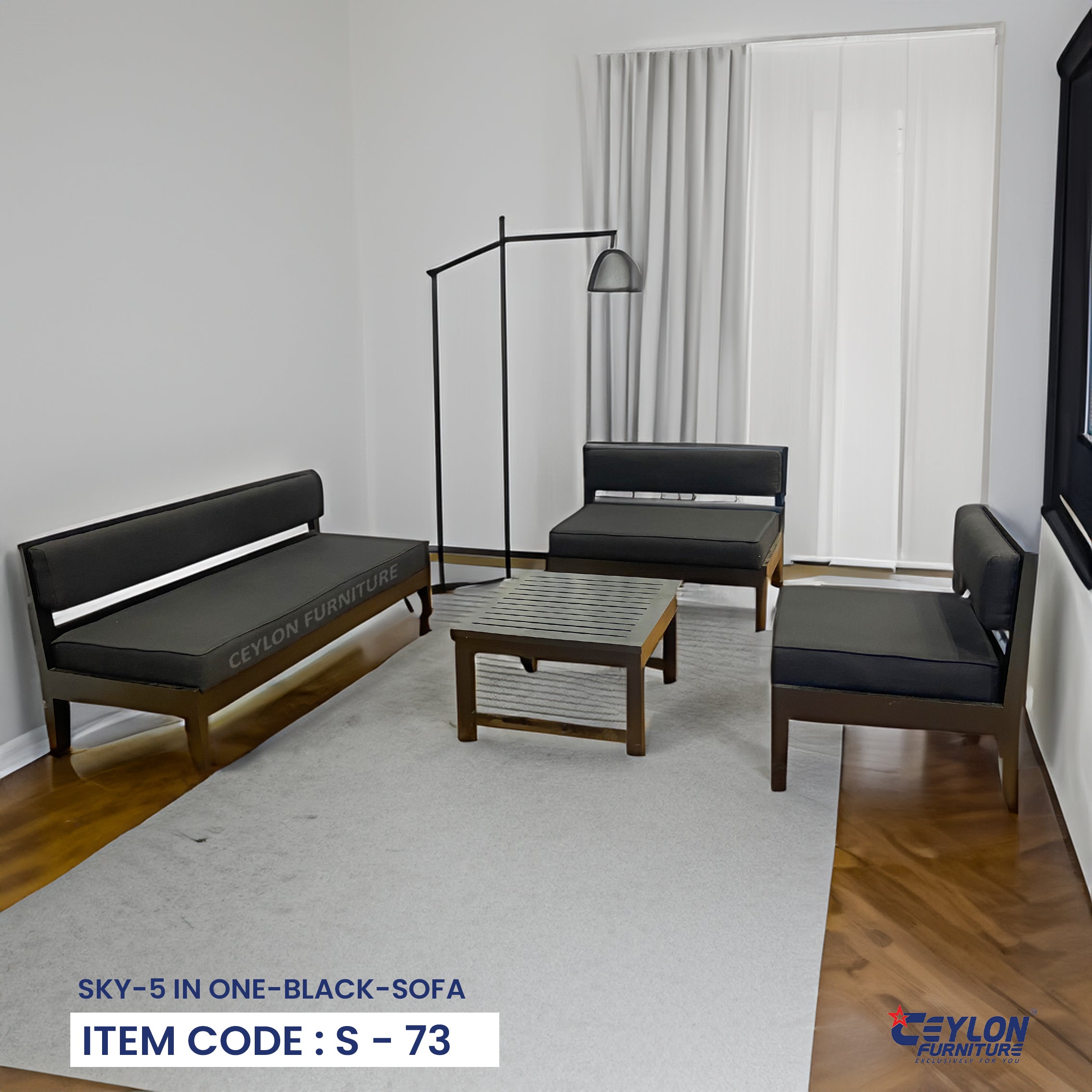 Sky 5 In One Black Sofa