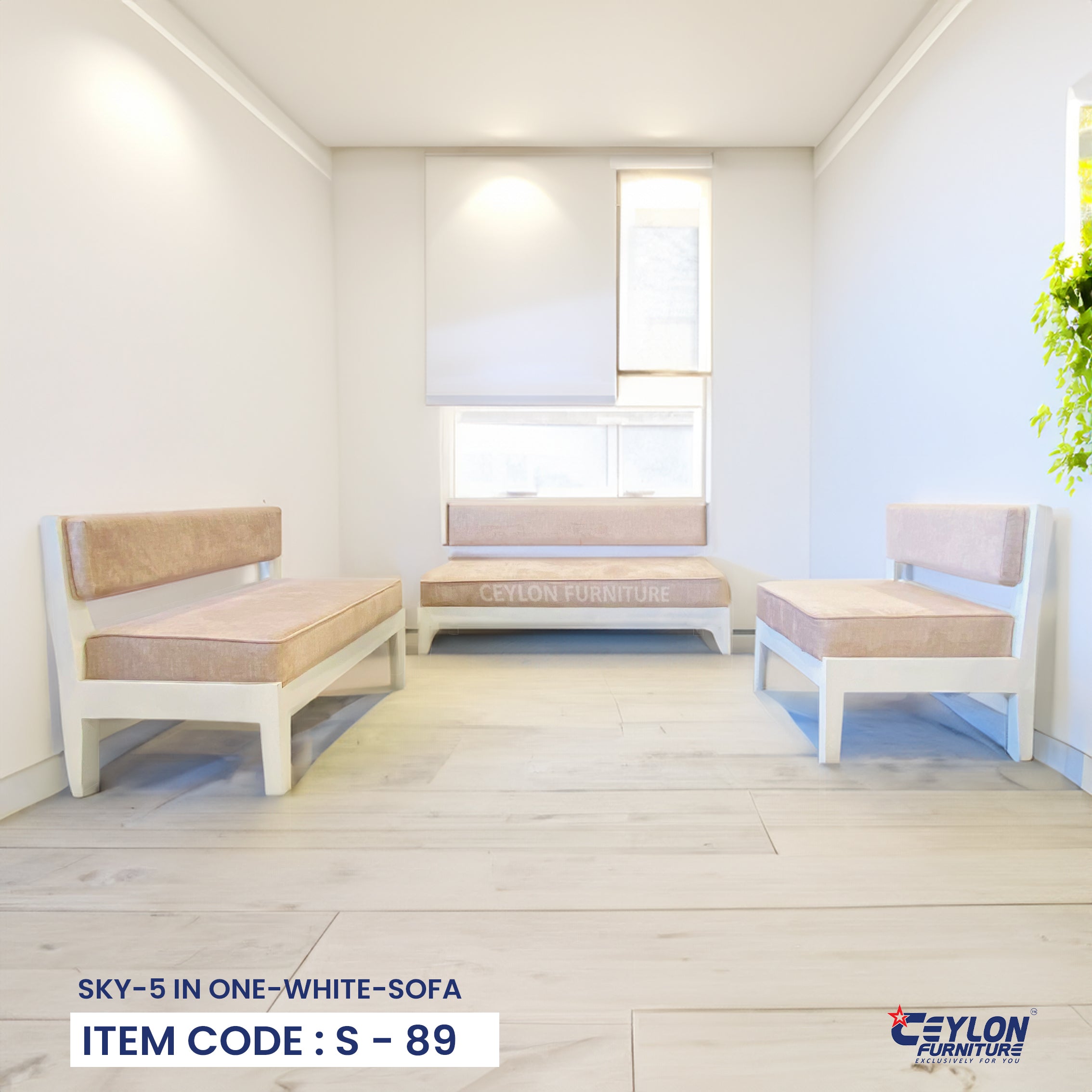 Sky 5 In One White Sofa